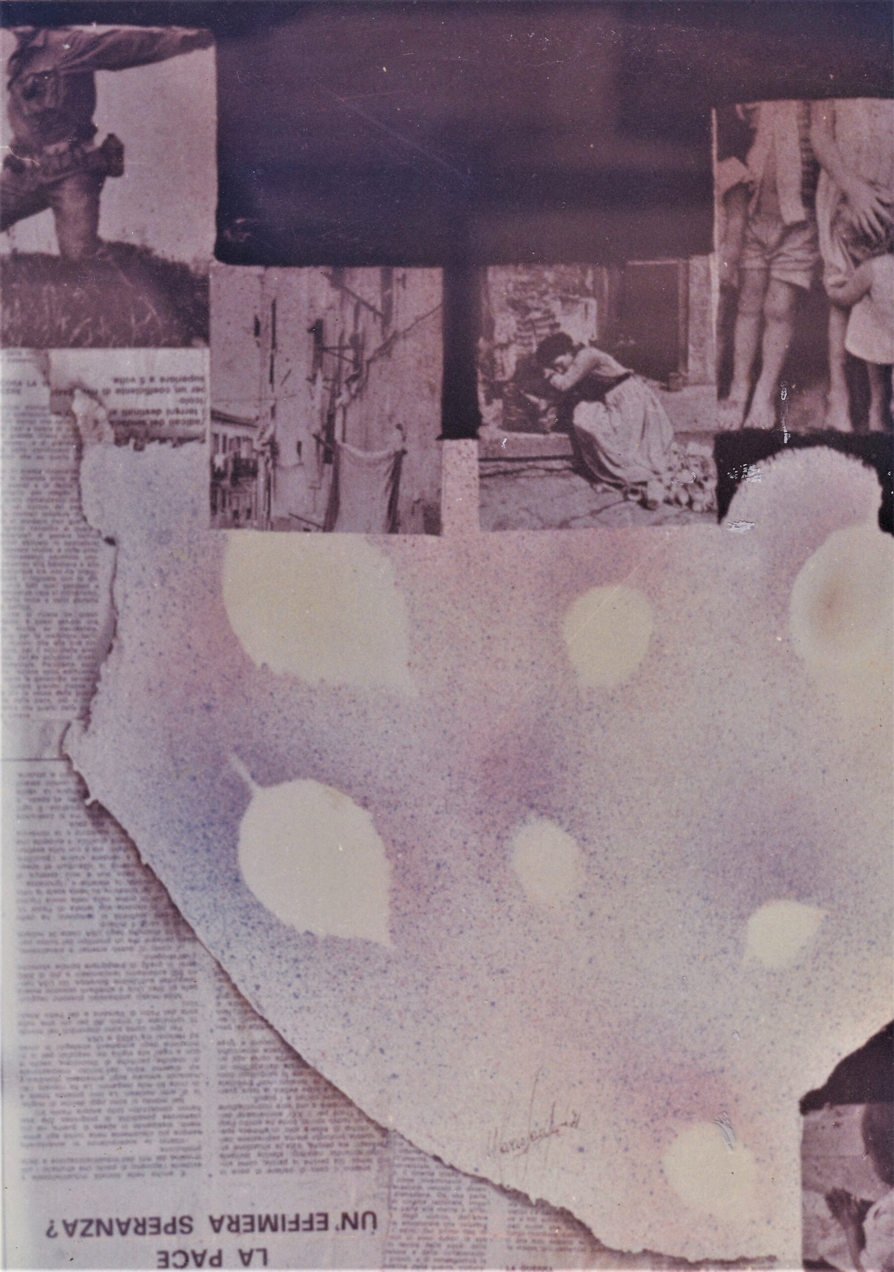 1971 - Guerra - collage su carta 70x50 (Pannone - Angri)