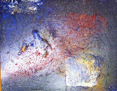 1973 - materia e spazio - olio e tecnica mista su tela 50x35