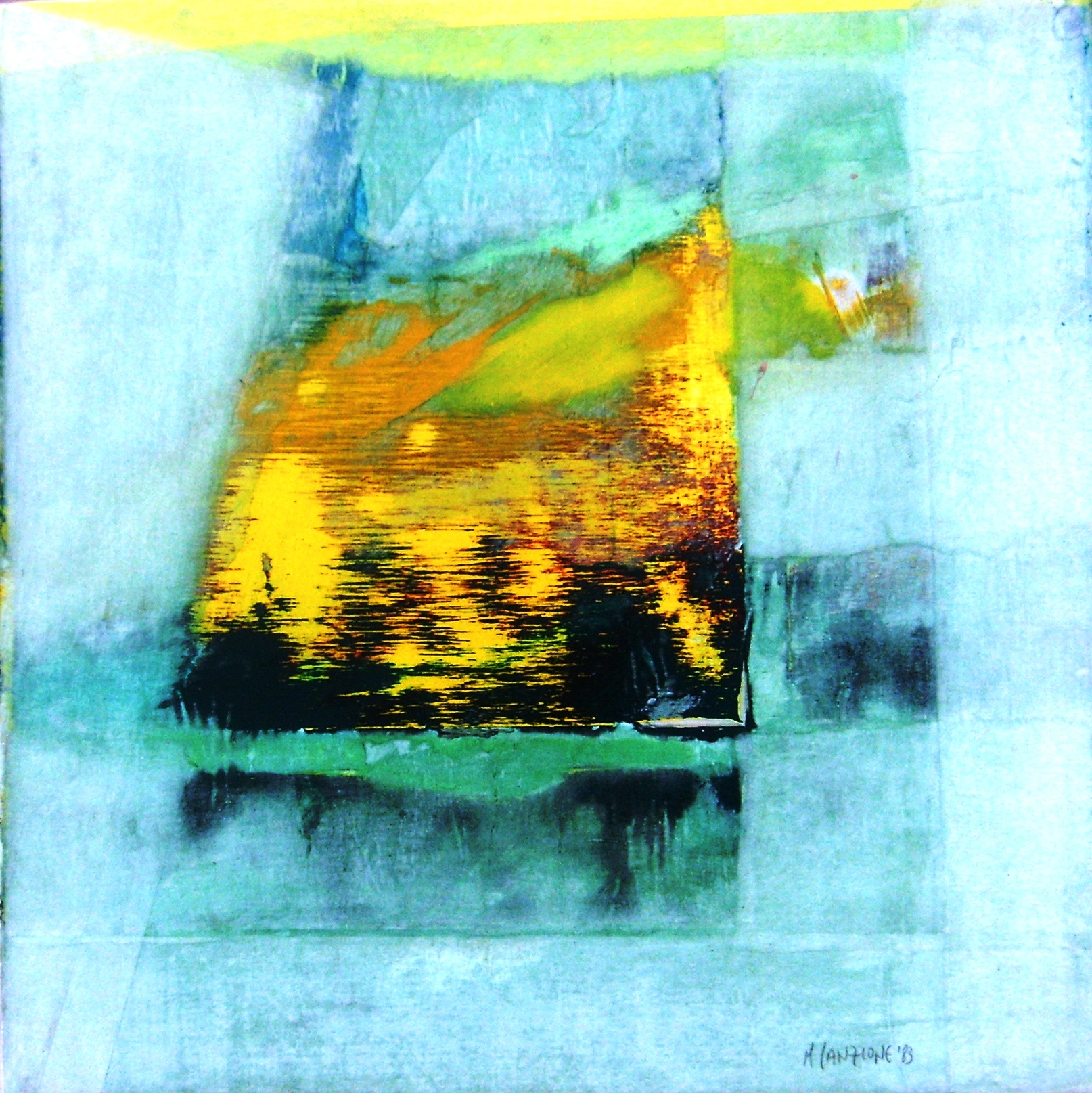 1983 - paesaggio in verde - acrilici su tavola 25 x25
