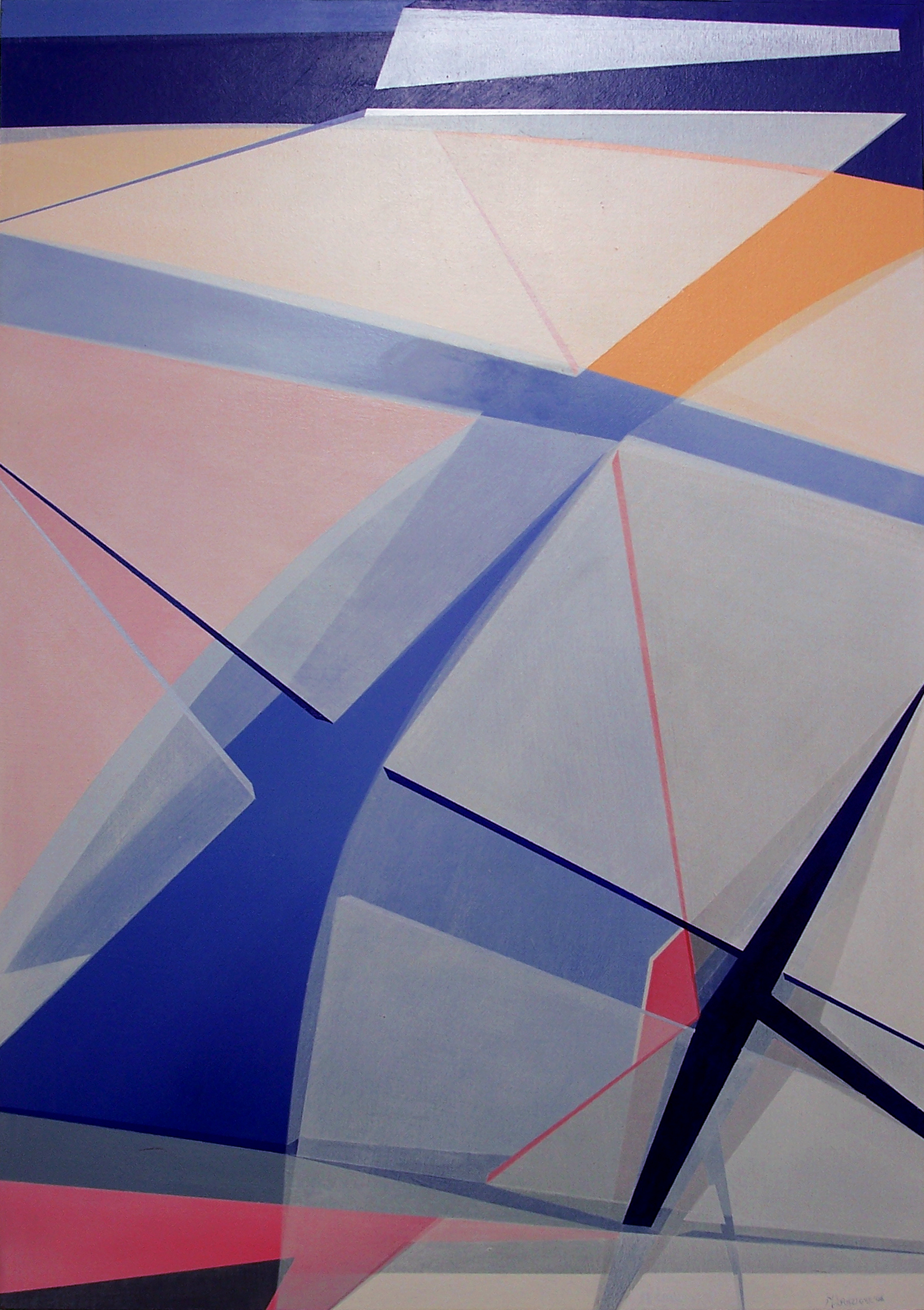 2007 - interstizi in blu, - acrilici su tela b.100xh.150 (coll. A. Lanzione)