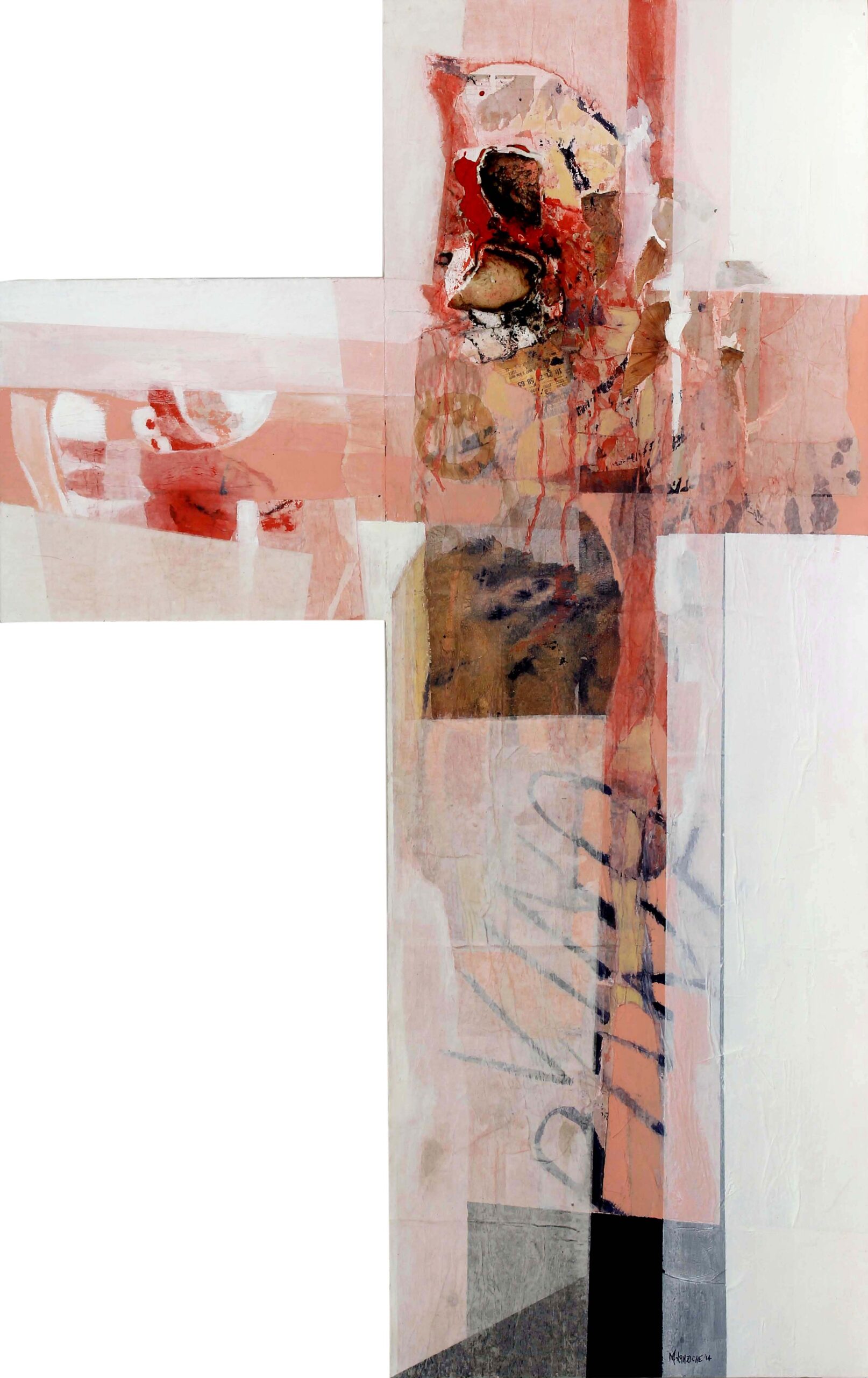 2014 - Pane e vino - collage e acrilici su tavola 149 x 90 D)