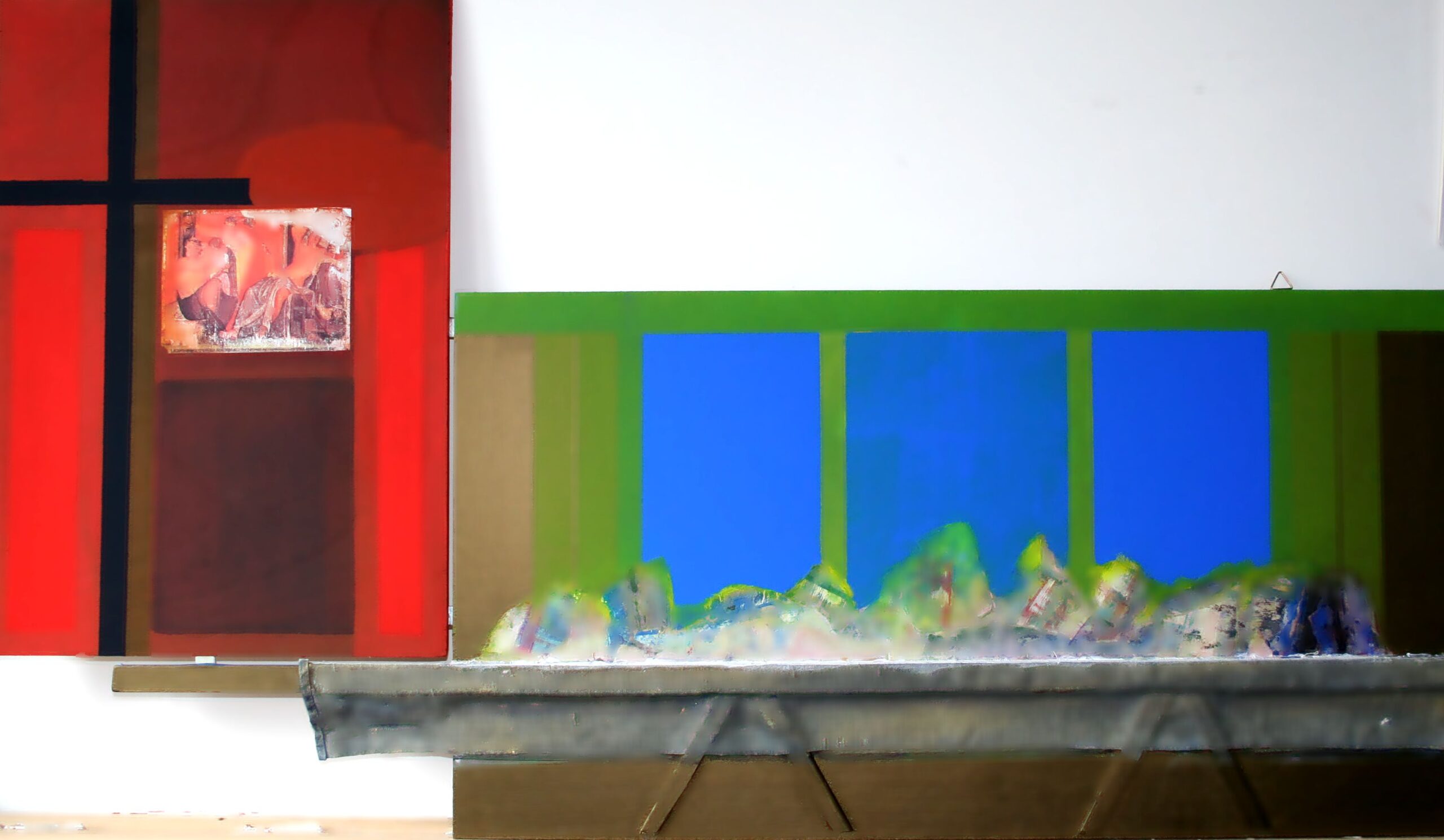 2014 - Sacro e profano - tecnica mista su tavola 60x110 - coll. Museo Casa di Bacco- Guardia BN
