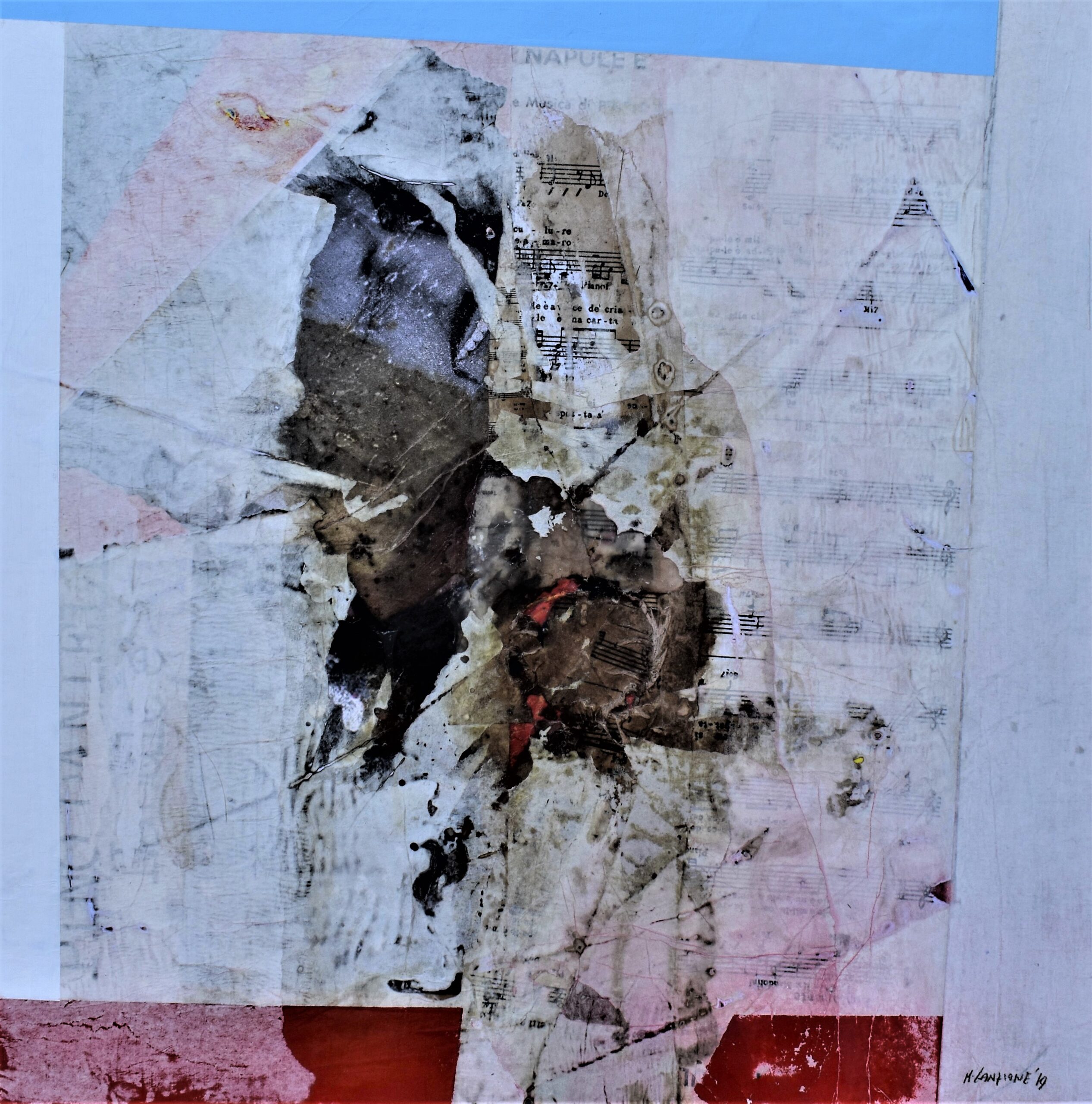 2019 - Napule è (dedicato a Pino Daniele) - collage su tavola 40x40